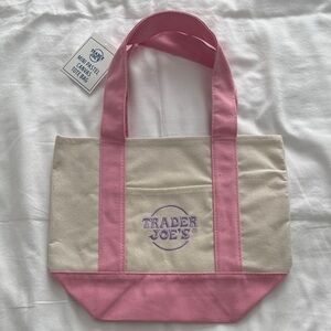 Trader Joe's Pink and Cream Canvas Mini Tote